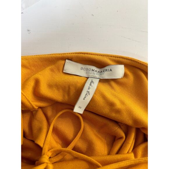 BCBGMAXAZRIA Orange Simone Flame Drape Open Criss Cross Tie Back Summer Top XS - Picture 7 of 11